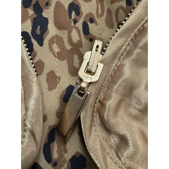 Jaclyn Smith Satin Quilted Coat Jacket Golden Yellow Animal Print Lining size L - Picture 7 of 10